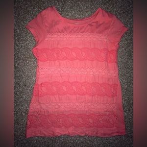 Loft eyelet pink colored shirt sleeve t-shirt!